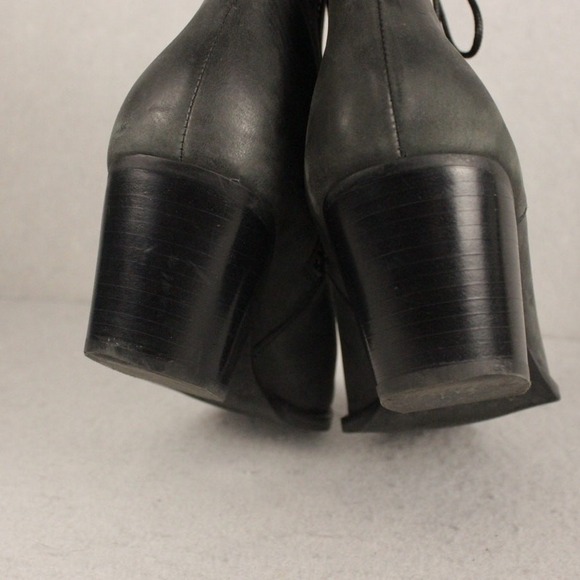 Jeffrey Campbell Gray Leather Lace Up Side Zip Pointed Toe Ankle Boots SULLI 9.5 - Picture 6 of 10